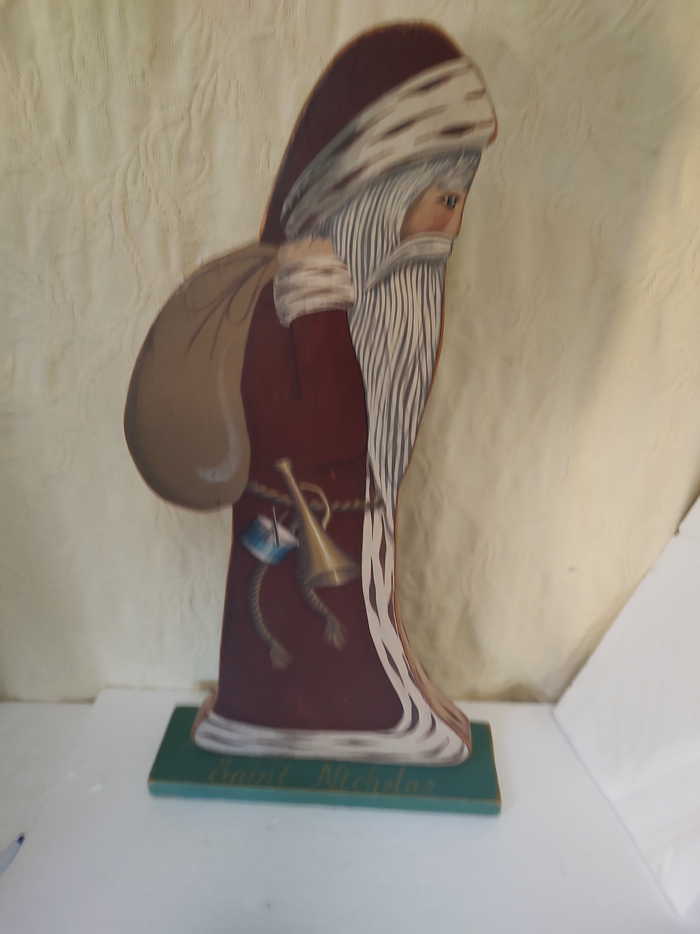 Source Unknown Hand-Painted Saint Nicholas Figure - Red, Brown, Green
